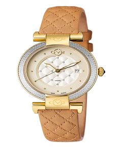 Женские часы Berletta со швейцарскими кварцевыми итальянскими коричневыми кожаными ремешками, 37 мм Gevril, золотой