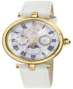 Женские часы Florence, швейцарские кварцевые, итальянские, белые, с кожаным ремешком, 36 мм Gevril, золотой