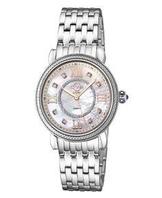 Женские часы Марсала швейцарские кварцевые серебристого цвета с браслетом из нержавеющей стали 37 мм Gevril