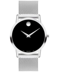 Женские музейные классические швейцарские кварцевые часы-браслет из нержавеющей стали серебристого цвета, 33 мм Movado, серебро