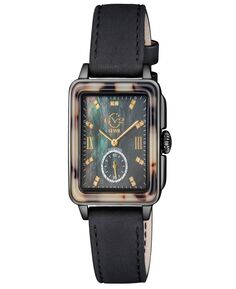 Женские часы Bari Tortoise, швейцарские кварцевые, итальянские, с черным кожаным ремешком, 34 мм Gevril, черный
