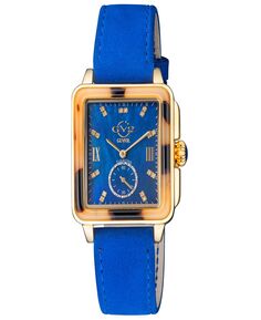 Женские часы Bari Tortoise, швейцарские кварцевые, итальянские, синие, с кожаным ремешком, 34 мм Gevril, золотой