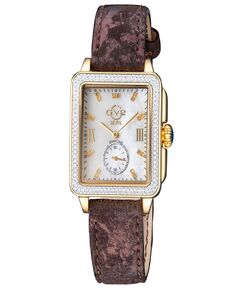 Женские часы Bari Tortoise, швейцарские кварцевые, итальянские, коричневые, с кожаным ремешком, 34 мм Gevril, золотой