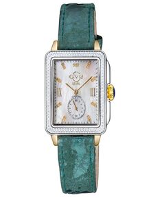 Женские часы Bari Tortoise, швейцарские кварцевые, итальянские, с зеленым кожаным ремешком, 34 мм Gevril, золотой