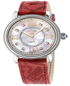 Женские часы Марсала швейцарские кварцевые итальянские красные кожаные ремешки 37 мм Gevril