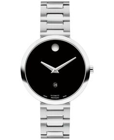 Женские музейные классические швейцарские автоматические часы-браслет из нержавеющей стали серебристого цвета, 32 мм Movado, серебро
