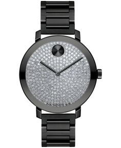 Женские часы Bold Evolution из швейцарского кварца с ионным покрытием, черный стальной браслет, 34 мм Movado, черный