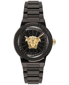 Женские швейцарские часы Medusa Infinite с черным браслетом из нержавеющей стали с ионным покрытием, 38 мм Versace