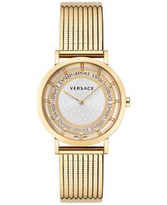 Женские швейцарские часы нового поколения с золотистым браслетом из нержавеющей стали, 36 мм Versace