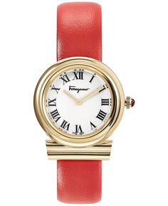 Женские швейцарские часы Gancini с красным кожаным ремешком, 38 мм Salvatore Ferragamo