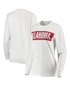 Белая женская футболка с длинным рукавом Oklahomaooners Big Block Whiteout Pressbox, белый