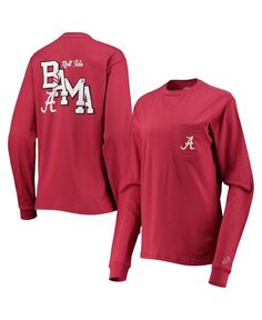 Женская футболка оверсайз с длинными рукавами и карманами Crimson Alabama Crimson Tide League Collegiate Wear