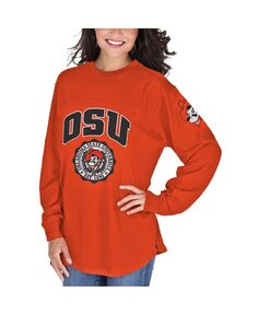 Женская оранжевая футболка с длинным рукавом Oklahoma State Cowboys Edith Pressbox