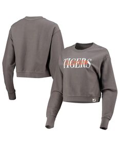 Женский графитовый укороченный пуловер Clemson Tigers Classic с шнуровкой League Collegiate Wear