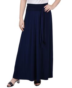 Женская длинная юбка Missy с поясом на талии NY Collection, темно-синий