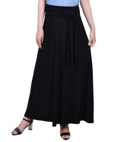 Женская длинная юбка Missy с поясом на талии NY Collection, черный