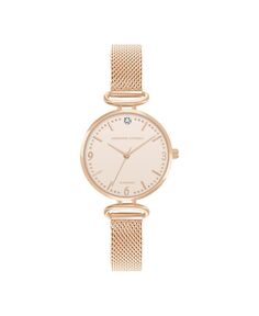 Женские часы с металлическим ремешком цвета розового золота, 34 мм Adrienne Vittadini