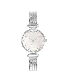 Женские часы с серебристым металлическим ремешком, 34 мм Adrienne Vittadini