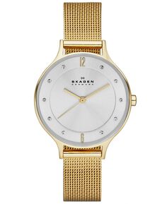 Женские часы Anita золотистого цвета из нержавеющей стали с сетчатым браслетом 30 мм SKW2150 Skagen