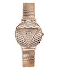 Женские кварцевые часы из нержавеющей стали с сетчатым браслетом цвета розового золота, 36 мм GUESS, золотой