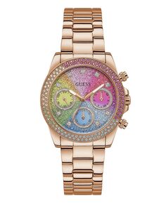 Женские кварцевые часы с браслетом из нержавеющей стали цвета розового золота, 38 мм GUESS, золотой