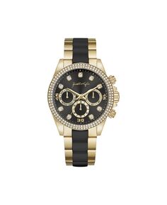 Женские часы с аналоговым металлическим браслетом с тройным звеном золотистого цвета и цвета слоновой кости с имитацией хронографа Kendall + Kylie