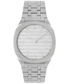 Женские швейцарские часы с браслетом из нержавеющей стали 25H, 34 мм Gucci, серебро