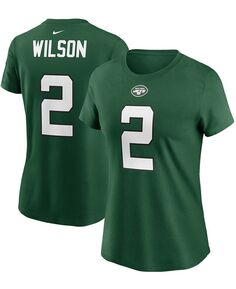 Женская футболка Zach Wilson Green New York Jets на драфте НФЛ 2021 года, выбранная в первом раунде, имя игрока, номер Nike, зеленый