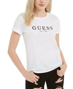 Женская хлопковая футболка 1981 года с закатанными манжетами GUESS