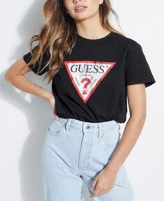 Женская футболка классического кроя с логотипом из органического хлопка GUESS