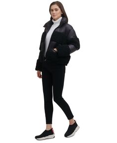 Женская куртка-пуховик из шерпа с молнией спереди DKNY, черный