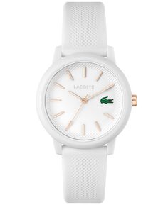 Женские часы L.12.12, белый силиконовый ремешок, 36 мм Lacoste, белый