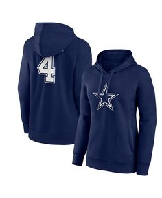 Женская брендовая толстовка с капюшоном и темно-синим пуловером с v-образным вырезом и v-образным вырезом с логотипом Dak Prescott Dallas Cowboys Player Icon Fanatics, темно-синий