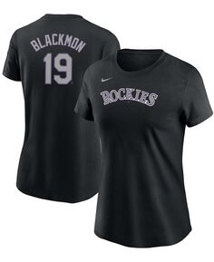 Женская черная футболка Charlie Blackmon Colorado Rockies с именем и номером Nike, черный