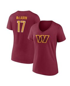 Женская фирменная футболка Terry McLaurin бордового цвета с изображением игрока Washington Commanders, именем и номером, с v-образным вырезом Fanatics