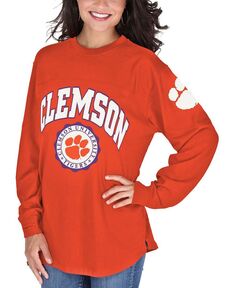 Женская оранжевая футболка с длинным рукавом Clemson Tigers Edith Pressbox