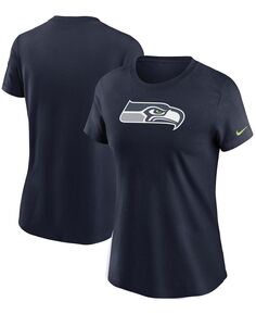 Женская темно-синяя футболка с логотипом Seattle Seahawks College Essential Nike, темно-синий