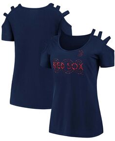 Женская темно-синяя футболка с открытыми плечами Boston Red Sox с тремя бретелями Fanatics, темно-синий
