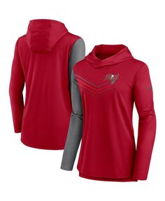Женская красно-темно-серая футболка Tampa Bay Buccaneers с шевроном и принтом, футболка с длинными рукавами Nike