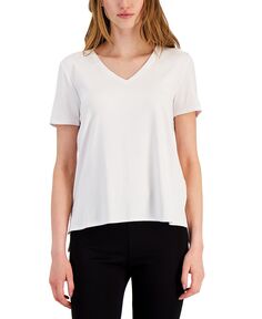Женская трикотажная футболка с короткими рукавами и v-образным вырезом Alfani, белый