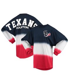 Женская темно-синяя, белая футболка с принтом Houston Texans с омбре и длинным рукавом Fanatics