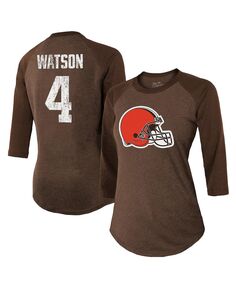 Женские нитки Deshaun Watson Brown Cleveland Browns Футболка с именем и номером реглан с рукавами 3/4 Majestic, коричневый