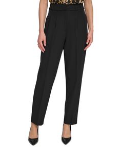 Женские плиссированные брюки с высокой посадкой DKNY, черный