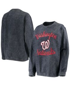 Женский удобный вельветовый пуловер с надписью Washington Nationals темно-синего цвета G-III 4Her by Carl Banks, темно-синий