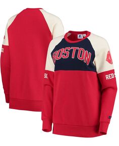 Женский темно-красный пуловер с логотипом Boston Red Sox Baseline реглан с историческим логотипом Starter