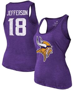 Женская майка Tri-Blend Justin Jefferson Heathered Purple Minnesota Vikings с именем и номером Fanatics