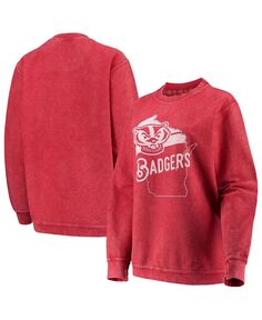 Женский вельветовый свитшот с круглым вырезом Red Wisconsin Badgers Comfy Corduroy Pressbox, красный