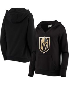 Черный флисовый пуловер с капюшоном и v-образным вырезом с логотипом команды Vegas Golden Knights размера плюс Fanatics, черный