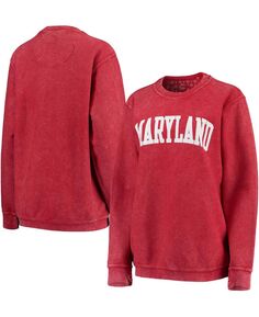 Женский базовый пуловер с аркой красного цвета Maryland Terrapins в винтажном стиле с удобным шнурком и свитшотом Pressbox, красный