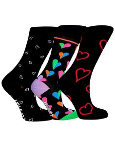 Женские хлопковые носки премиум-класса Boca с бесшовным носком и узором в виде сердечек, 3 шт. в подарочной упаковке Love Sock Company, черный